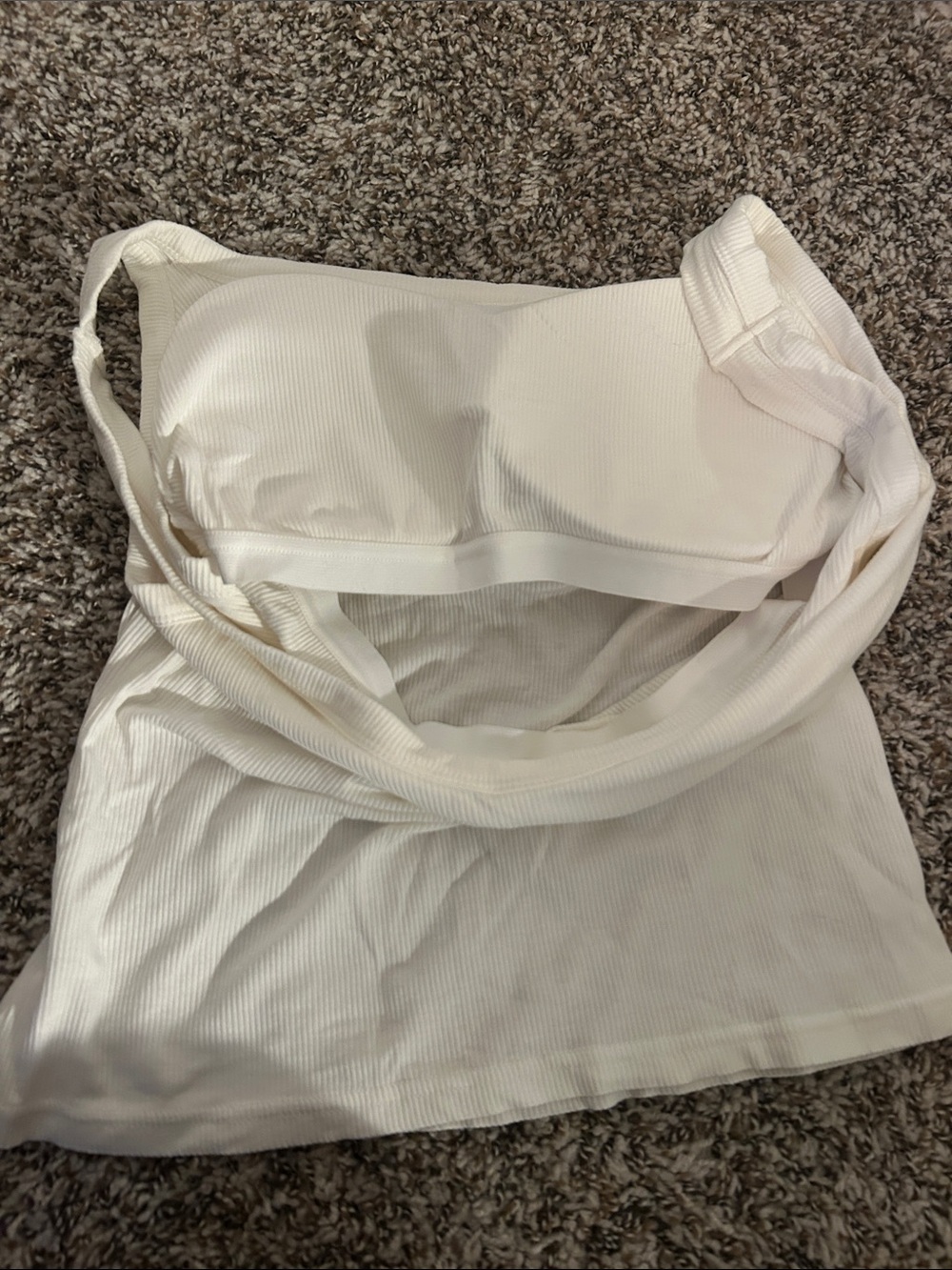 White Ribbed Square-Neck Tank Top with inserts - Picture 3 of 5